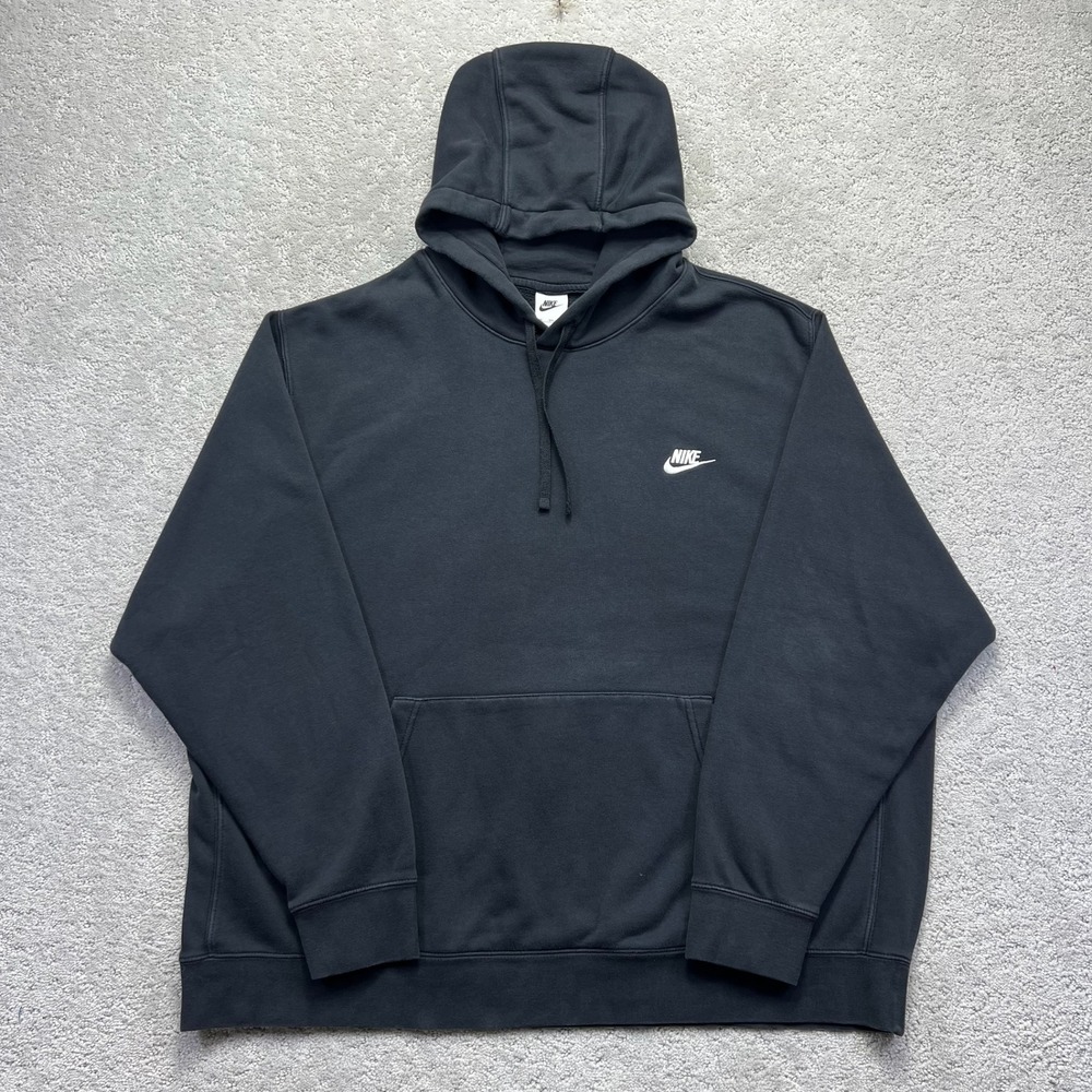Nike Hoodie Mens 3XL Black Fleece Embroidered Swoosh Sportswear Club Oversized